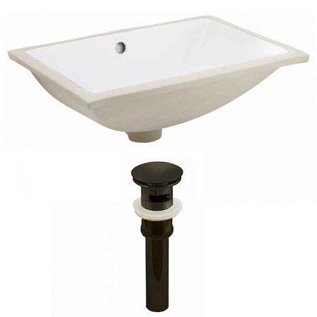 American Imaginations 18.25" W CUPC Rectangle Undermount Sink Set In White, Oil Rubbed Bronze Hardware W/ Overflow Drain AI-24832
